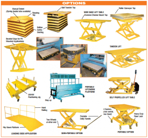 Econolift lift table options